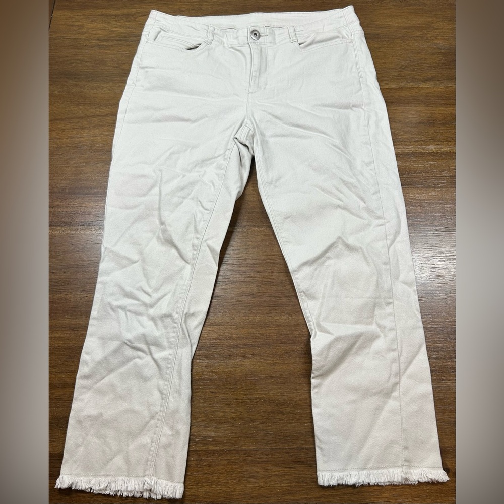 Habitat Size 10 Tan Straight Leg Raw Hem Crop Jeans